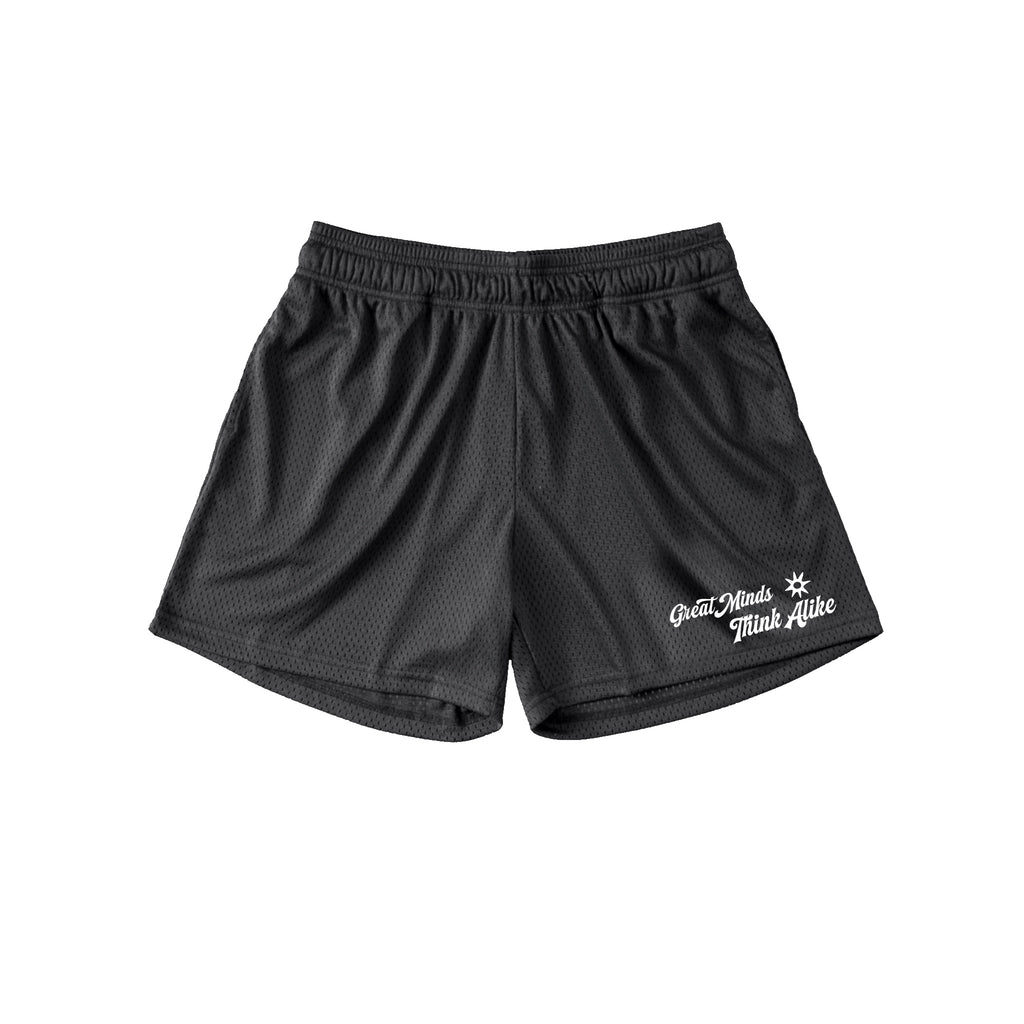 "Great Minds Think Alike" Black Mesh Short