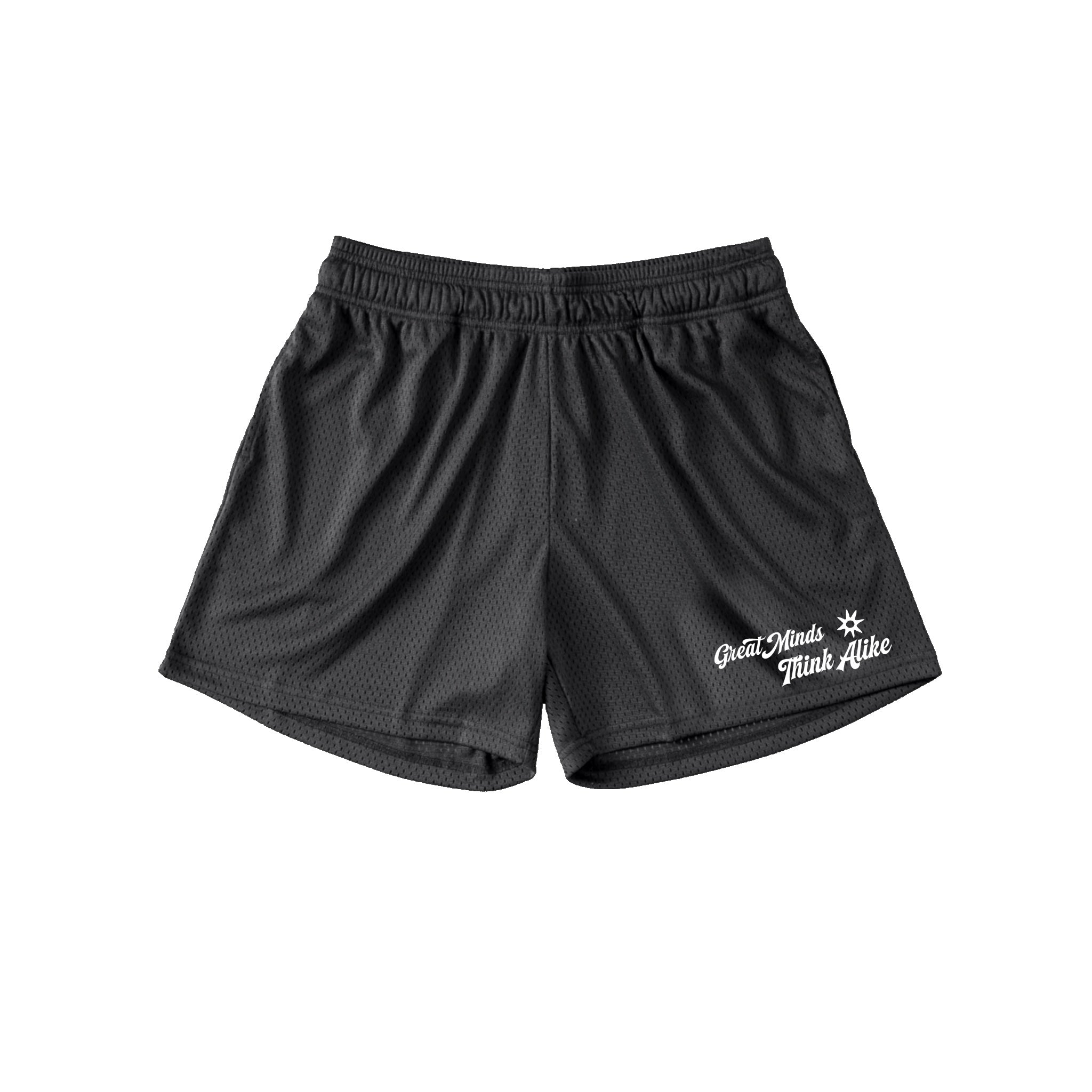 "Great Minds Think Alike" Black Mesh Short